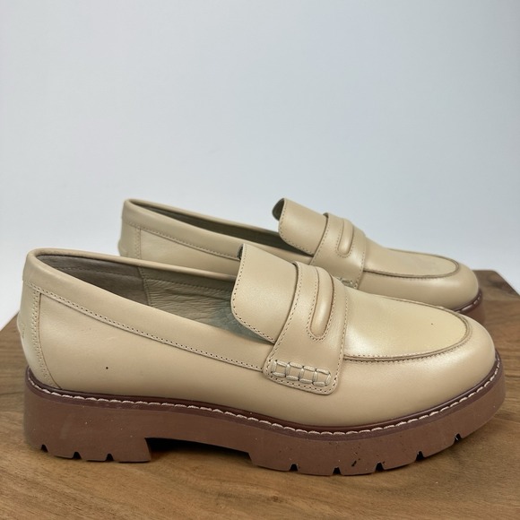 Womens Sanctuary Westside Nude Beige Leather Platform Penny Loafers‎ Size 9.5 M - Picture 1 of 9